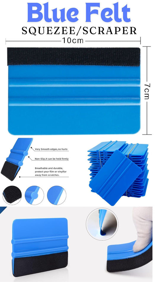 Blue Portable Felt Edge Squeegee Car Vinyl Wrap Application Tool Scraper Auto Car Cleaning Wrapping Accessories